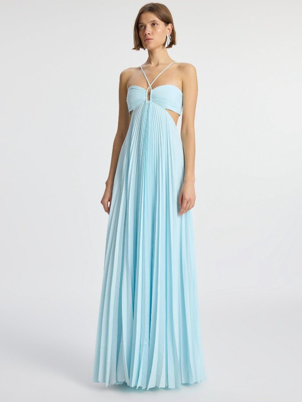 A.L.C. Moira Satin Pleated Maxi Dress